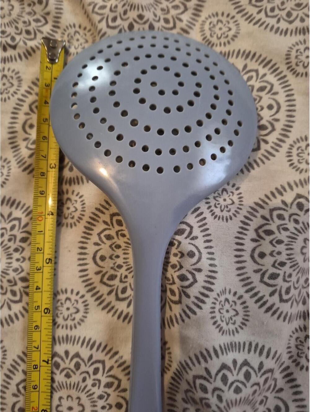 Hutzler 12-Inch Melamine Vintage Blue Skimmer Strainer Spoon - Picture 3 of 5